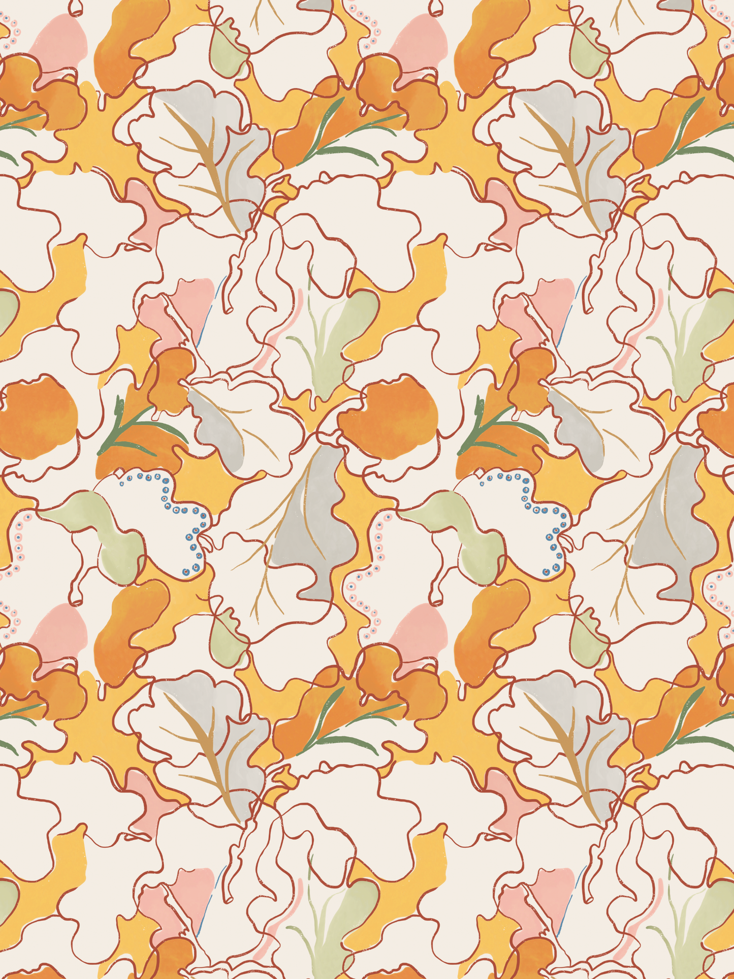 Adagio, Orange and Gold Linen Fabric