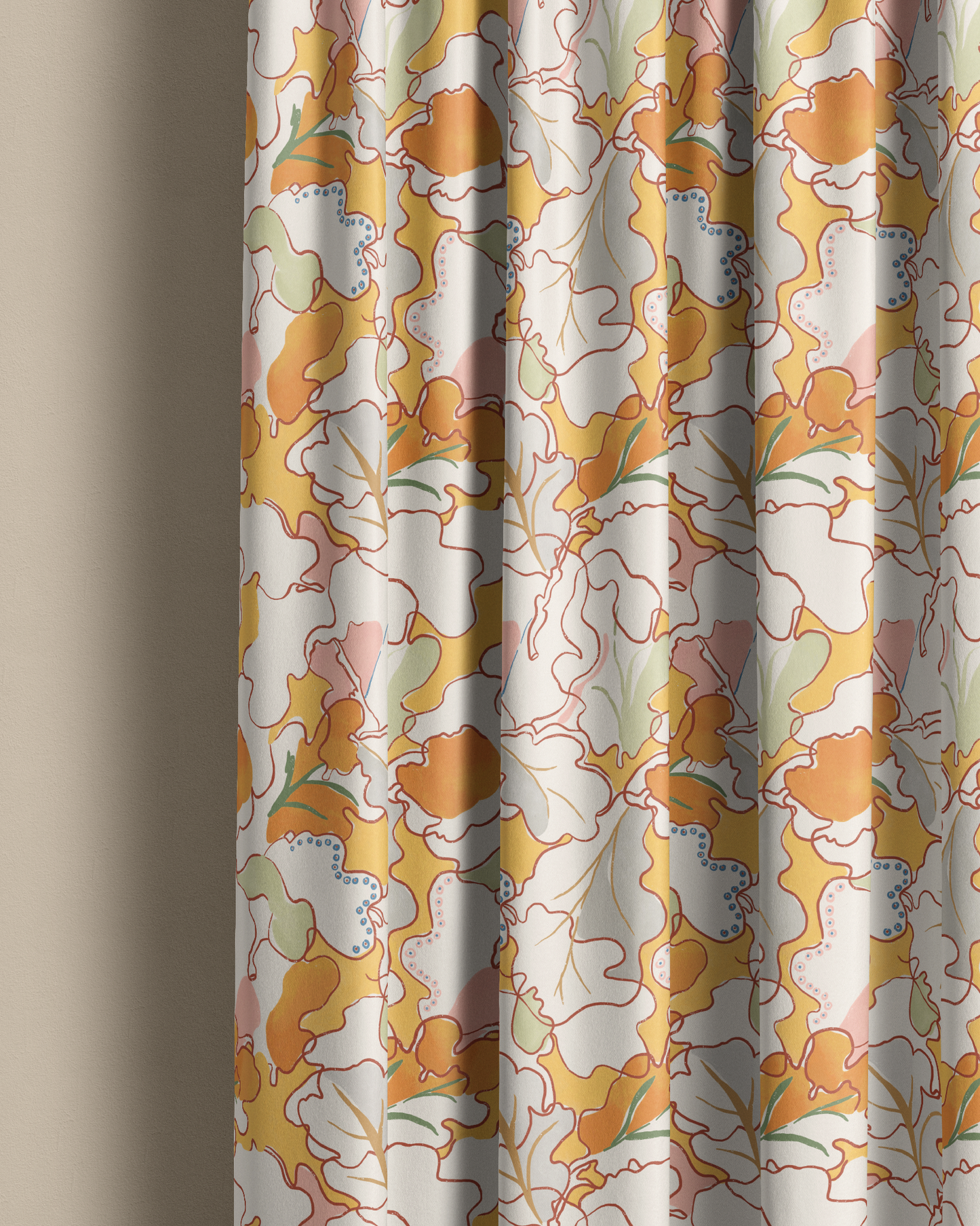 Adagio, Orange and Gold Linen Fabric