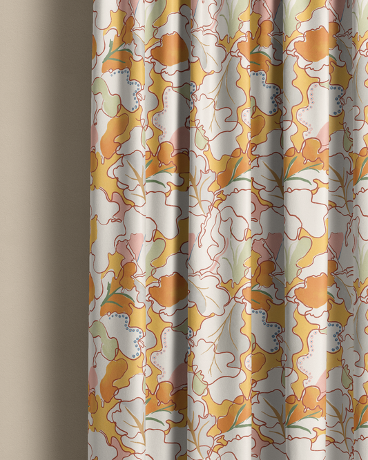 Adagio, Orange and Gold Linen Fabric