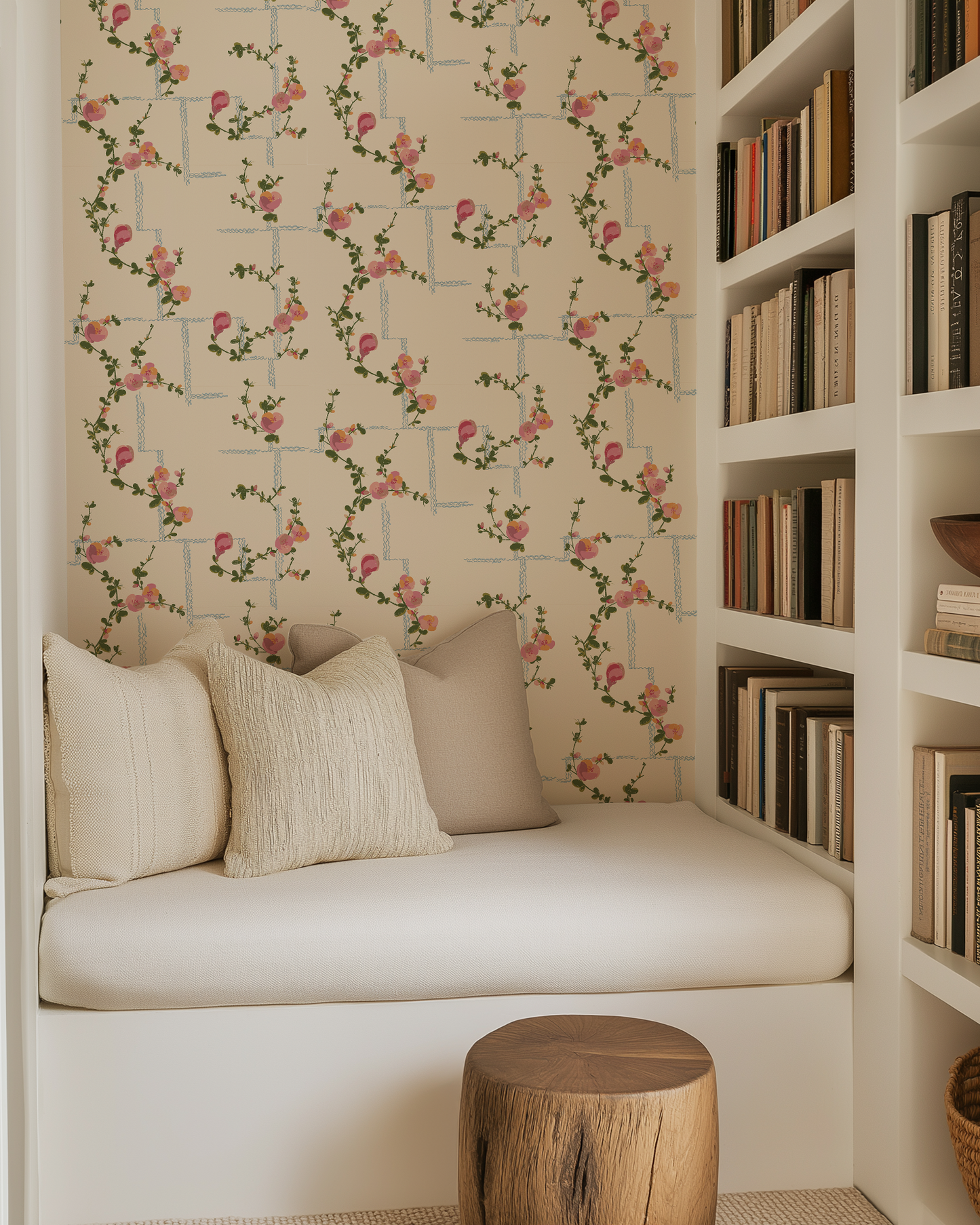 Coco - Wallpaper - Pink on Beige