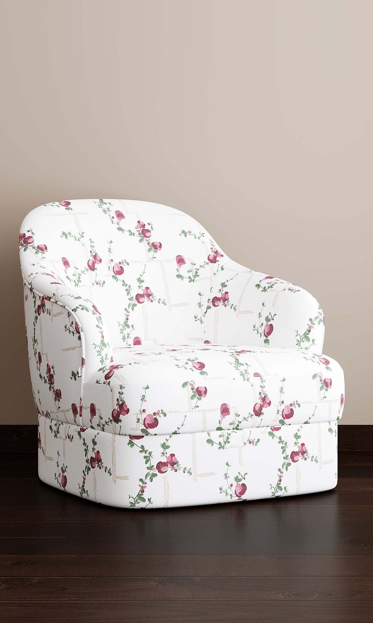 Coco, Fuchsia on White Linen Fabric