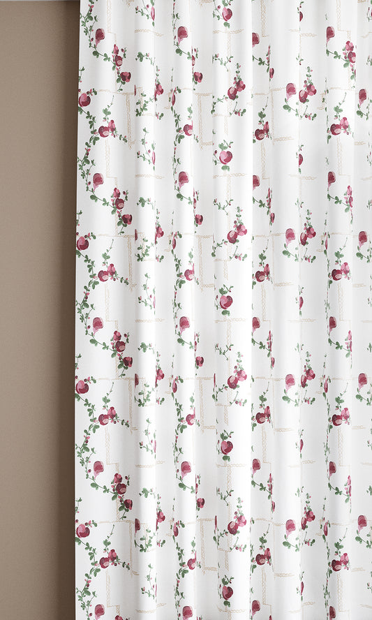 Coco, Fuchsia on White Linen Fabric
