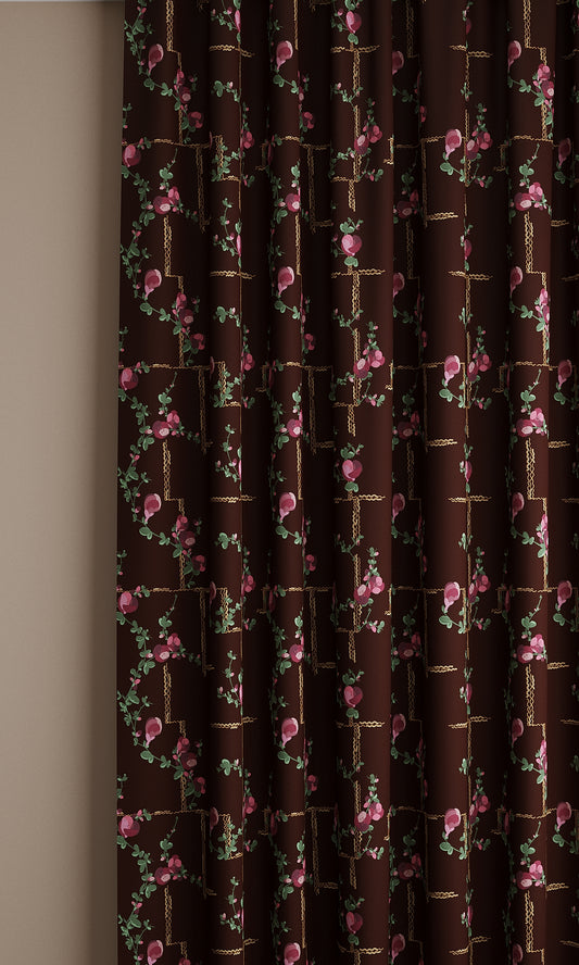 Coco, Fuchsia on Brick Linen Fabric