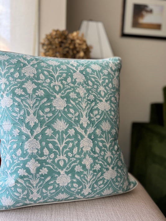 Cushion Cover Indian Garden Block Printed