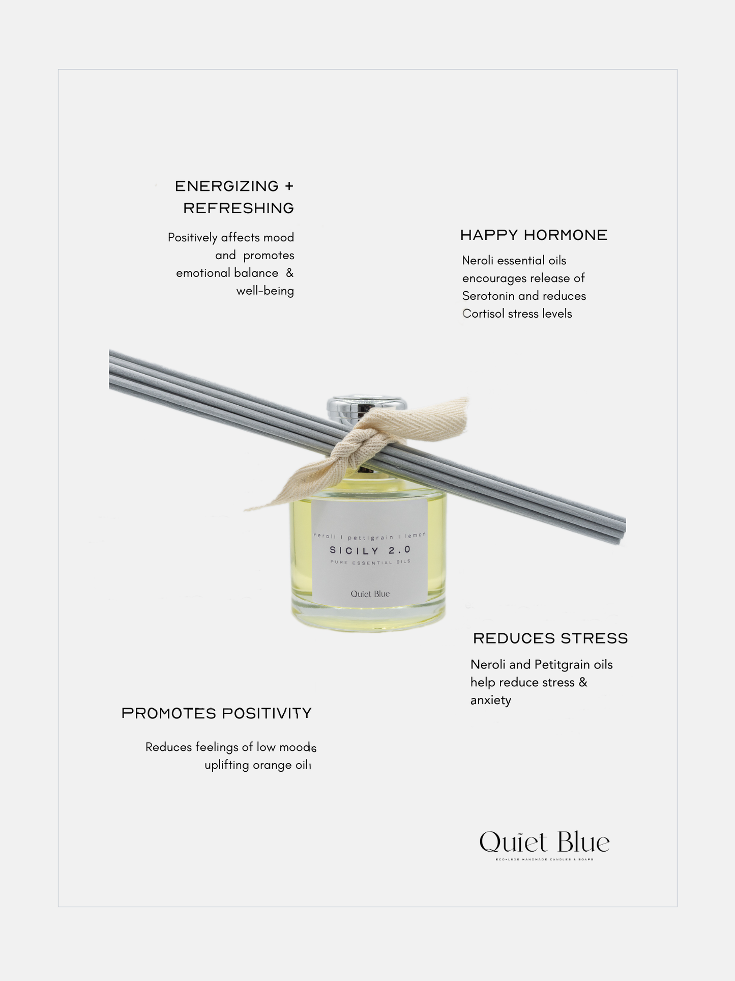 Sicily Luxury Reed Diffuser - Neroli + Petitgrain + Lemon Notes