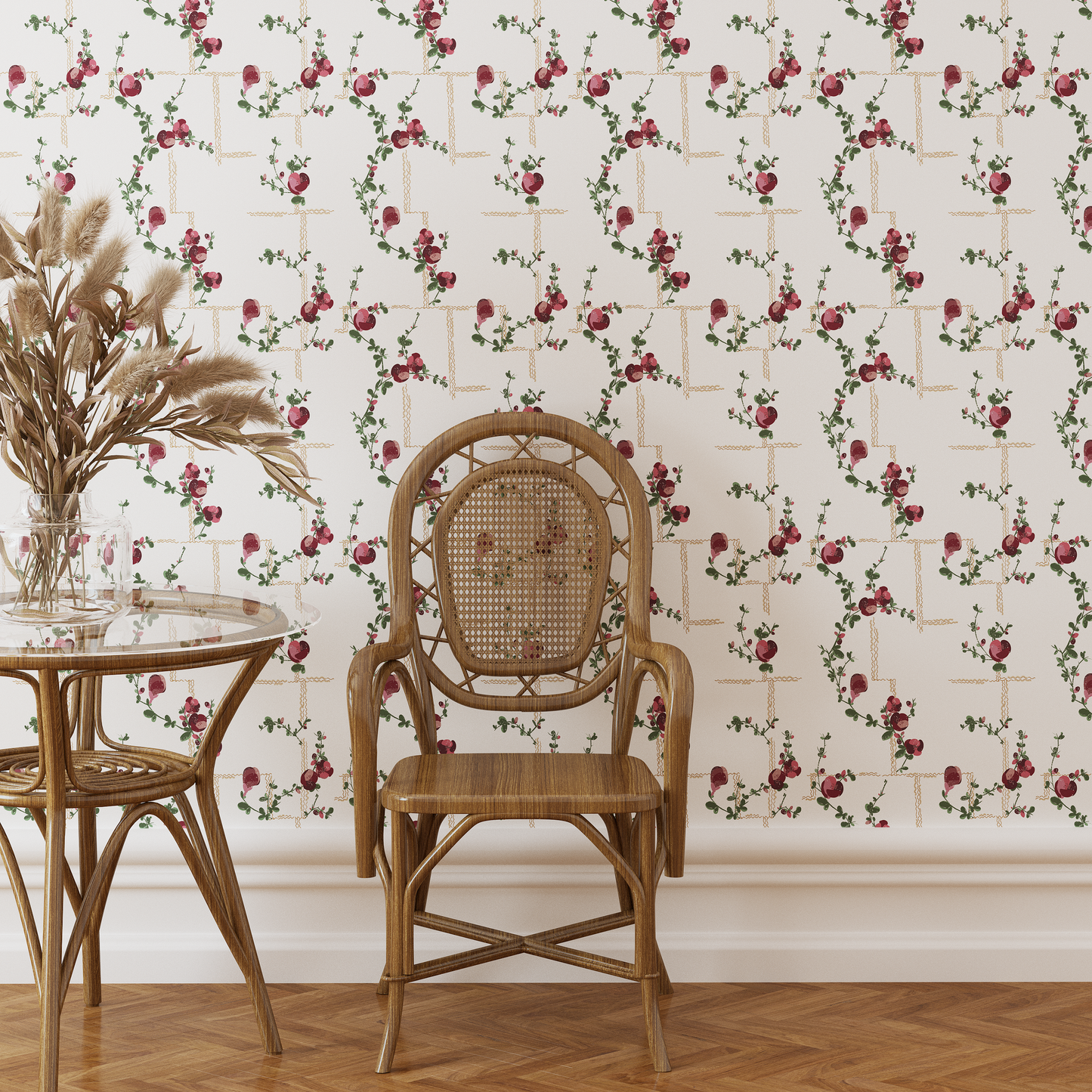Coco - Wallpaper - Fuchsia on White