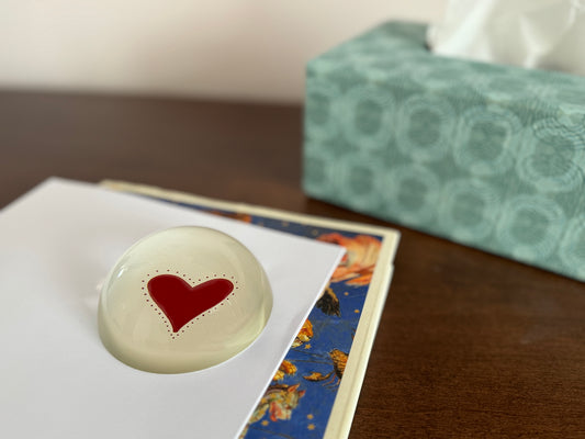 Decoupage Glass Heart paperweight | Lizzet Frausto