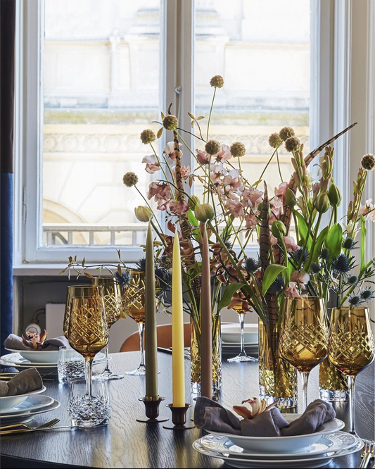 Luxury table setting with candles and flowers