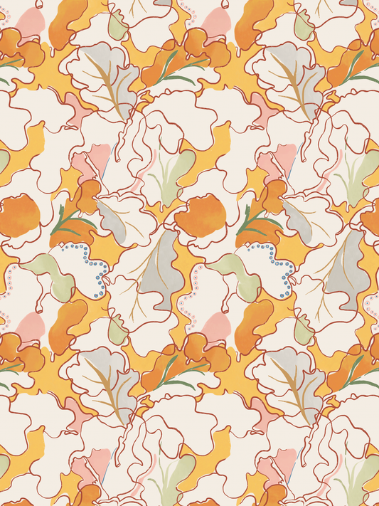 Adagio, Orange and Gold Linen Fabric