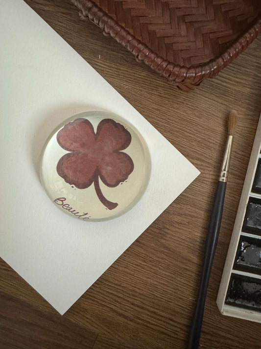 Burgundy Clover Paperweight