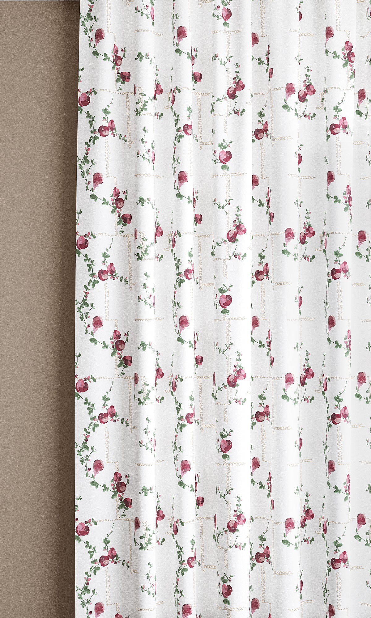 Coco, Fuchsia on White Linen Fabric