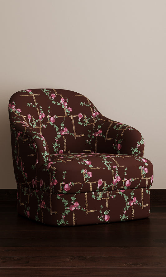 Coco, Fuchsia on Brick Linen Fabric