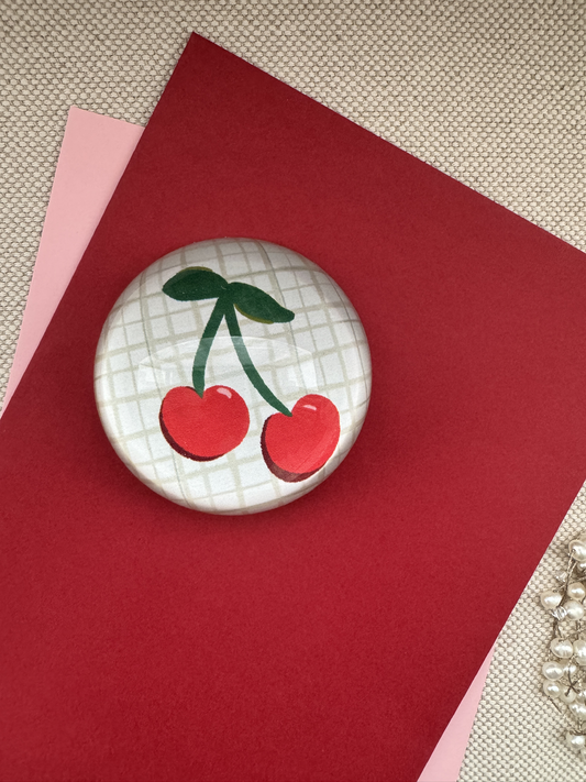 Cherries Glass Paperweight