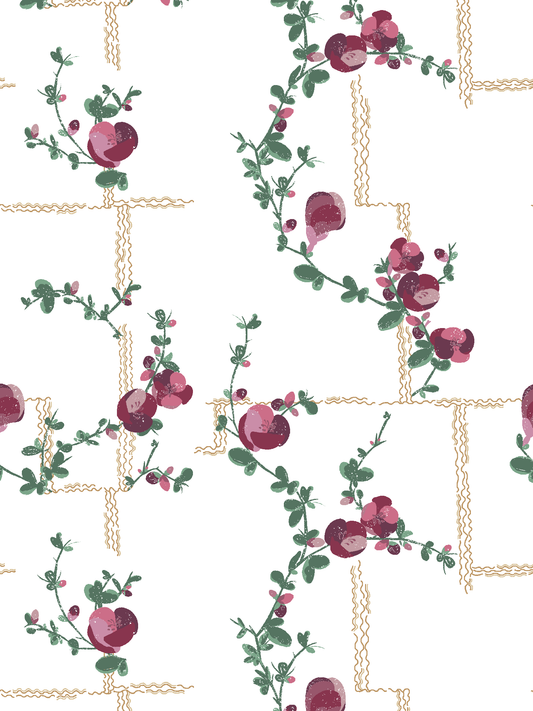 Coco, Fuchsia on White Linen Fabric