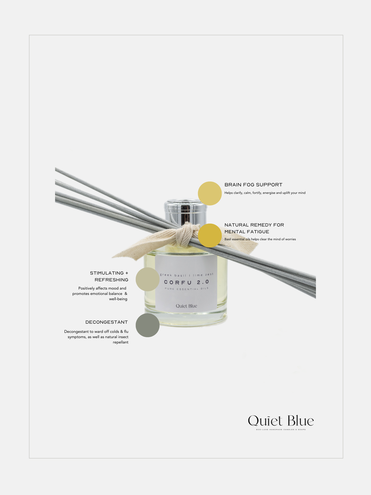 Corfu Luxury Reed Diffuser - Citrus Notes by Quiet Blue