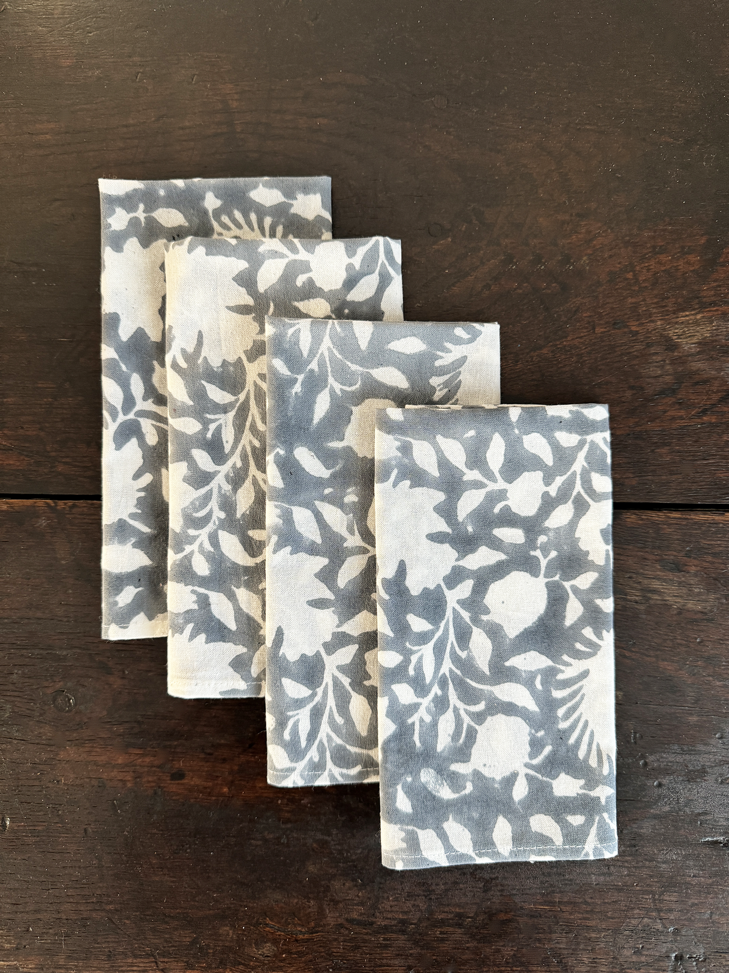 Block Printed Napkin Set of 4, Secret Garden in Sky