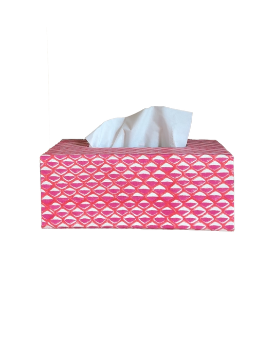 Rectangular Tissue Box Cover, Pink Mesh