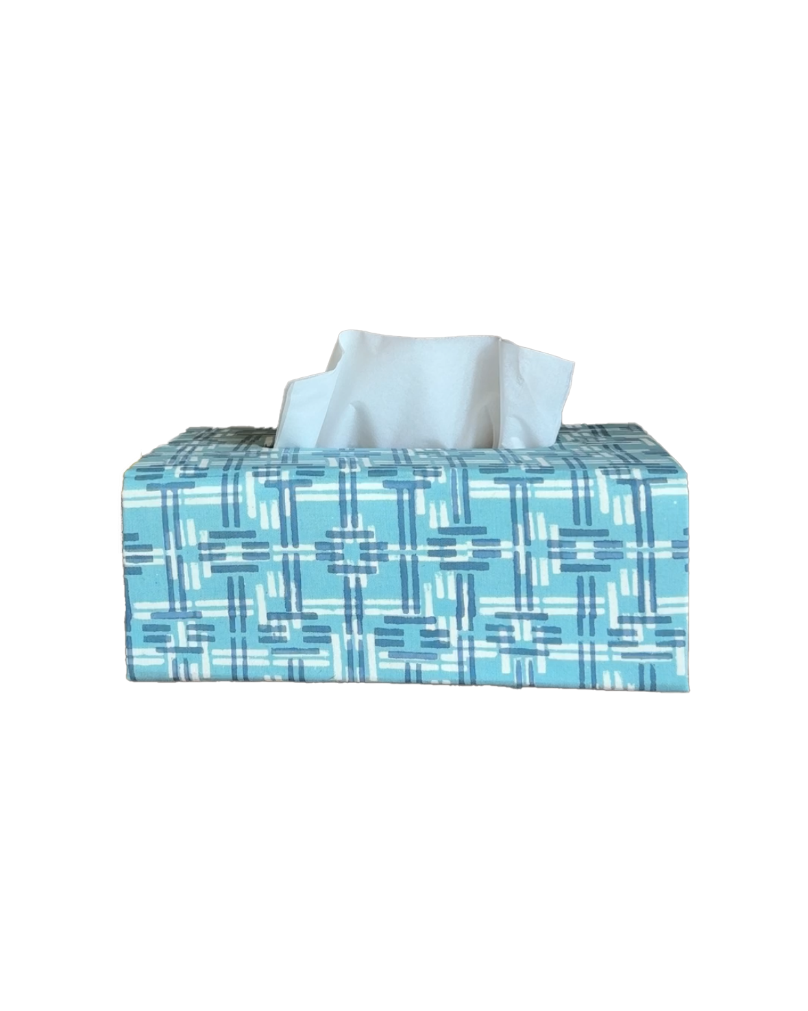 Rectangular Tissue Box Cover, Weave in Blue