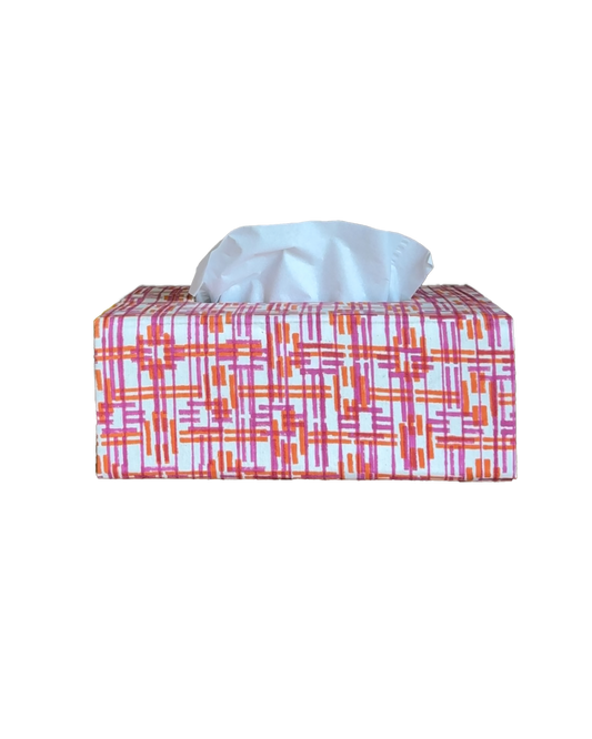 Rectangular Tissue Box Cover, Weave in Bright