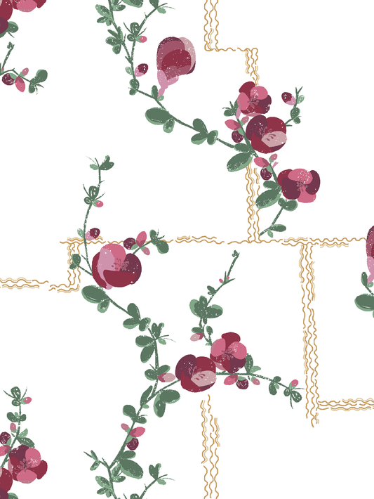 Coco - Wallpaper - Fuchsia on White