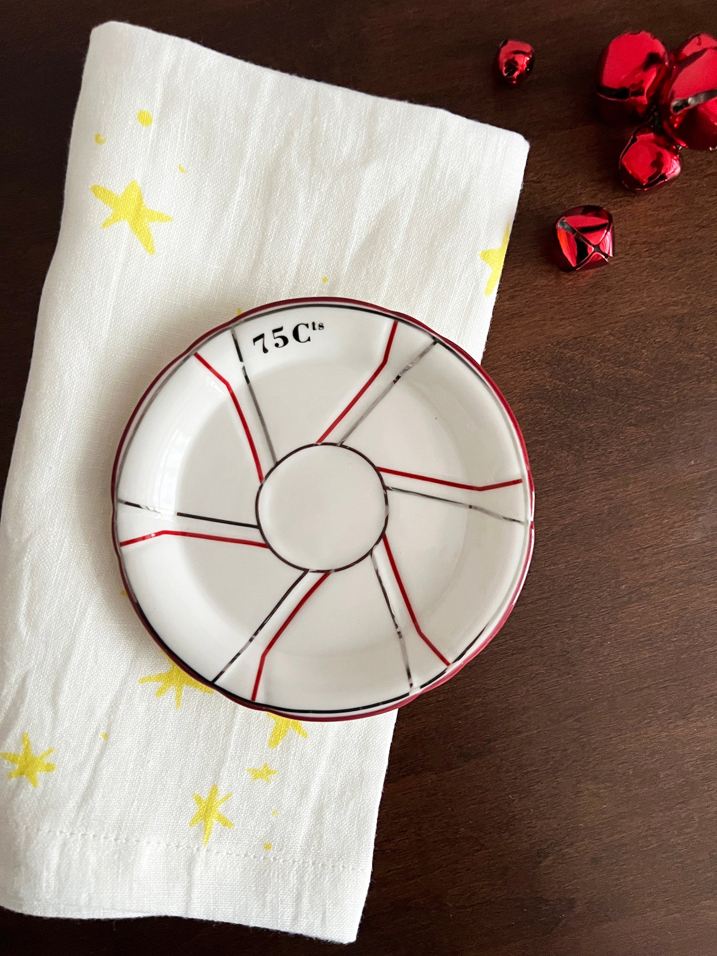 French Tip Trinket Dish - Red and Silver