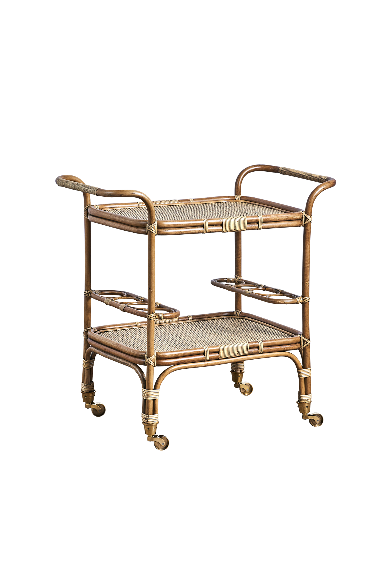 Rolling bar cart in rattan and wicker | Carlo Bar Trolley