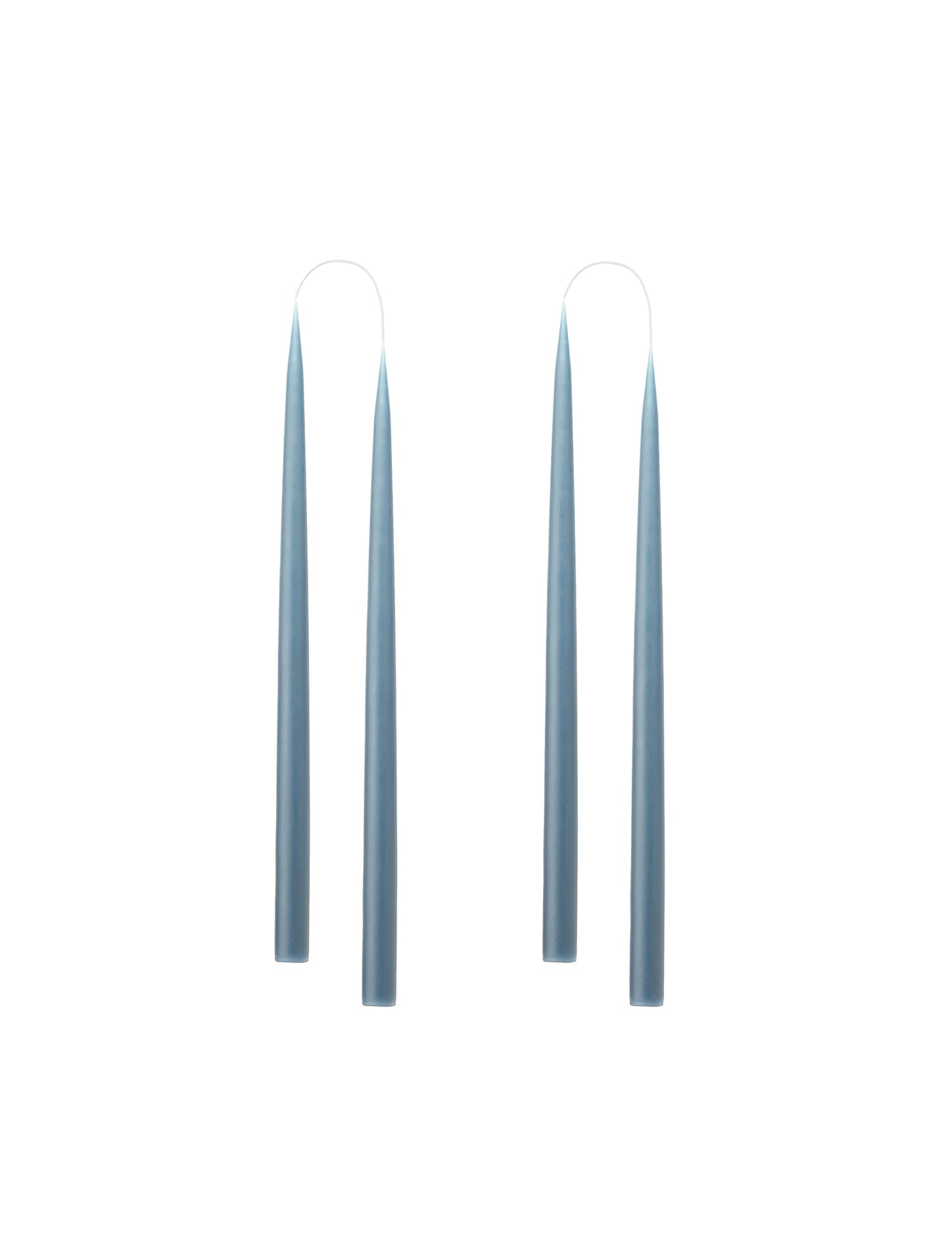 Set of 4 Taper Dinner Candles, Blue Grey