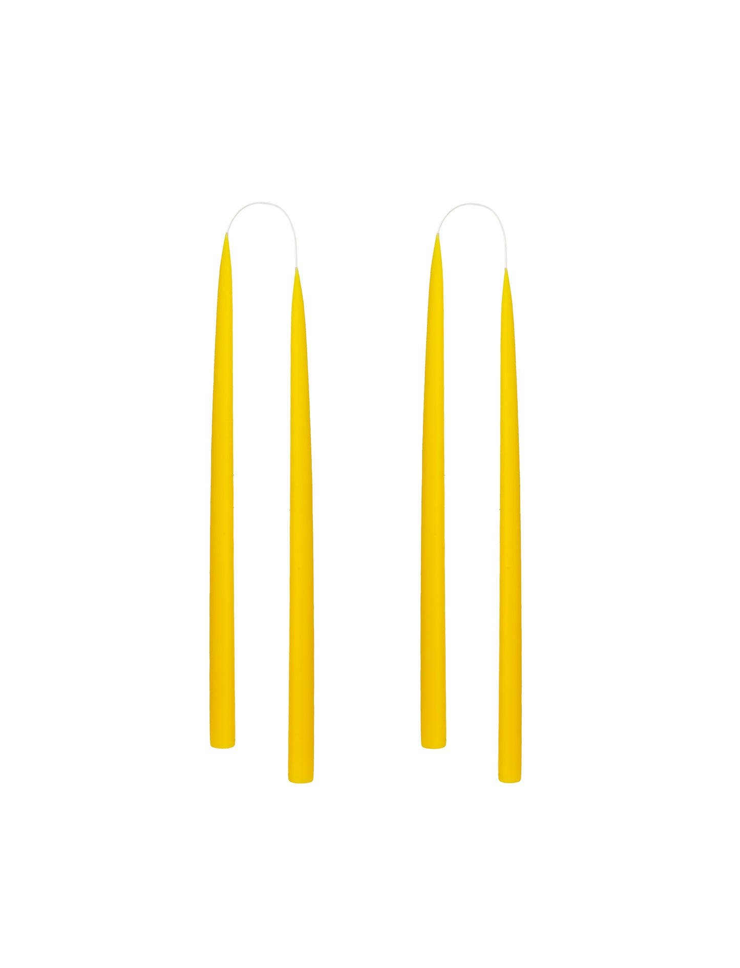 Set of 4 Taper Dinner Candles, Lemon Yellow