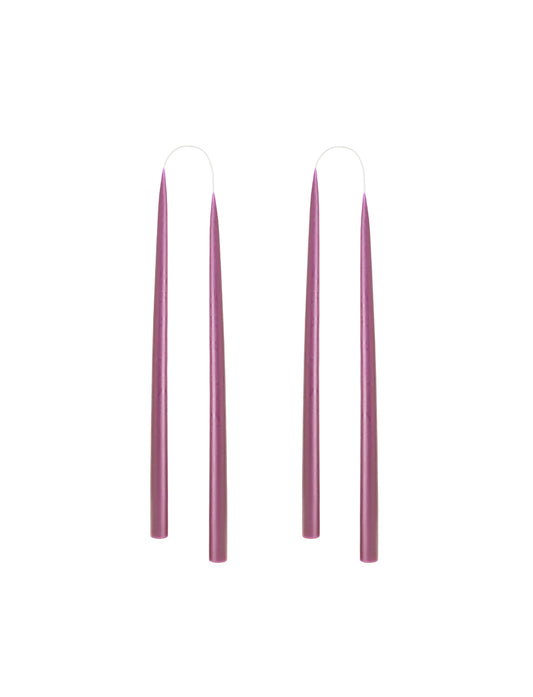 Set of 4 Taper Dinner Candles, Light Heather