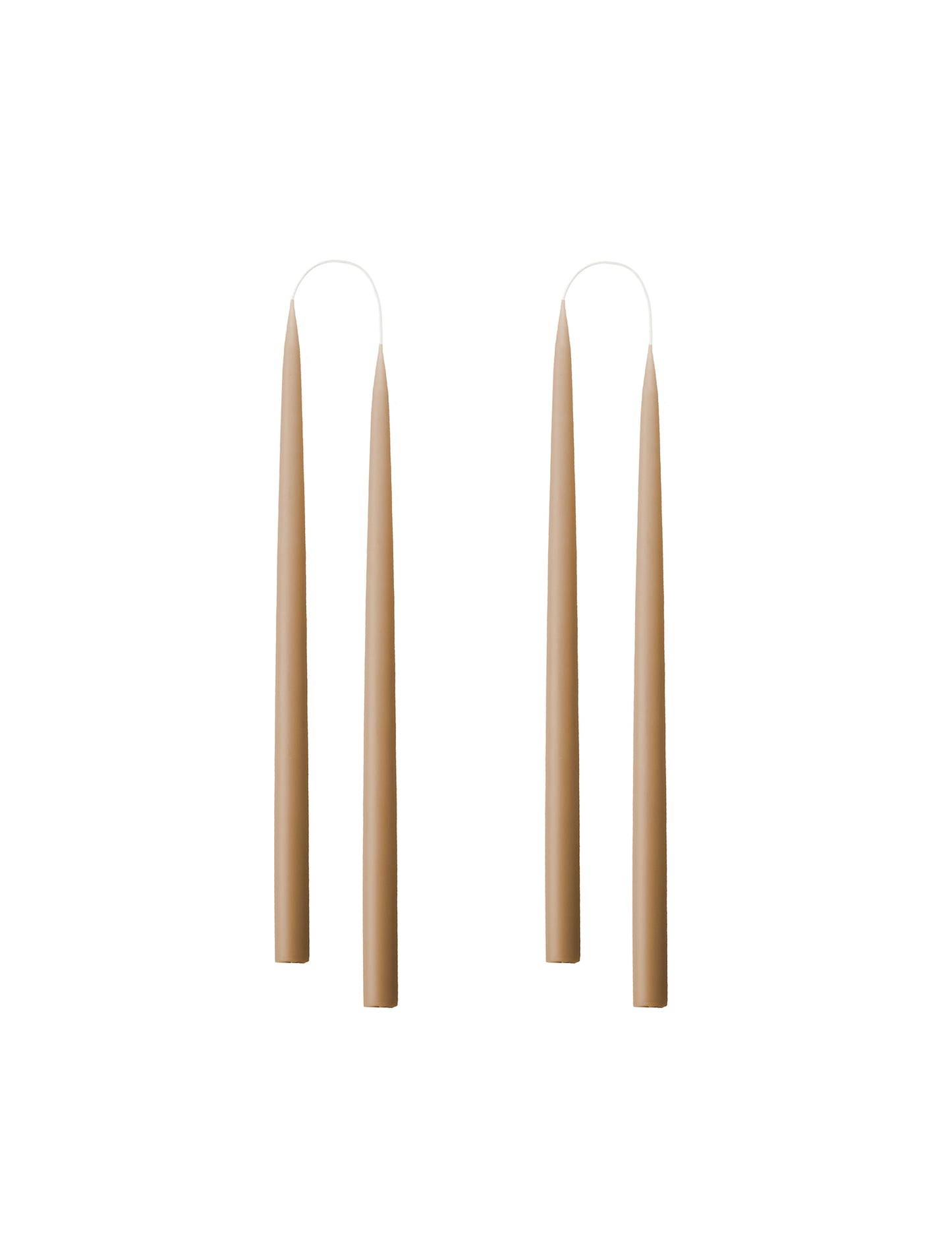 Set of 4 Taper Dinner Candles, Nougat