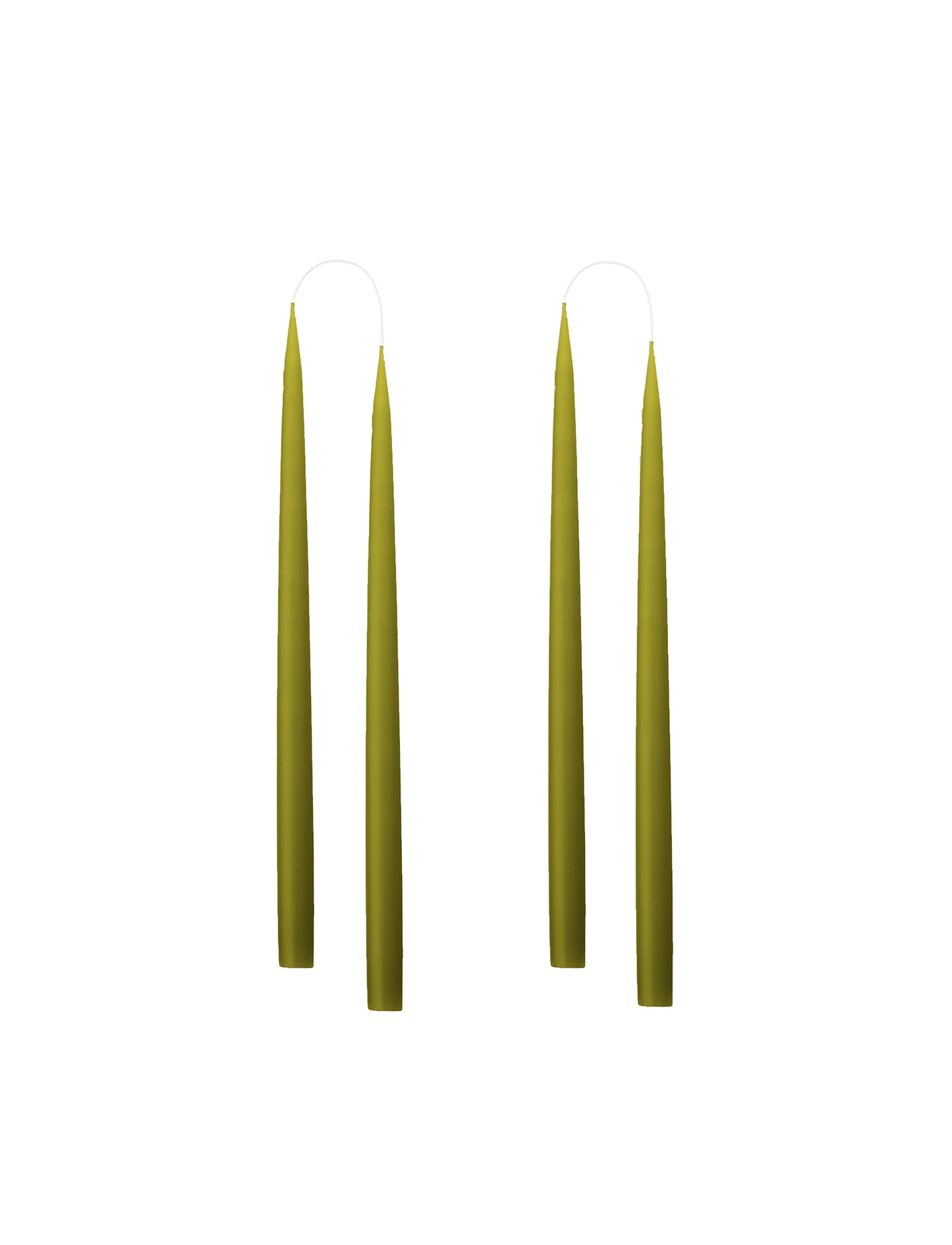 Set of 4 Taper Dinner Candles, Olive