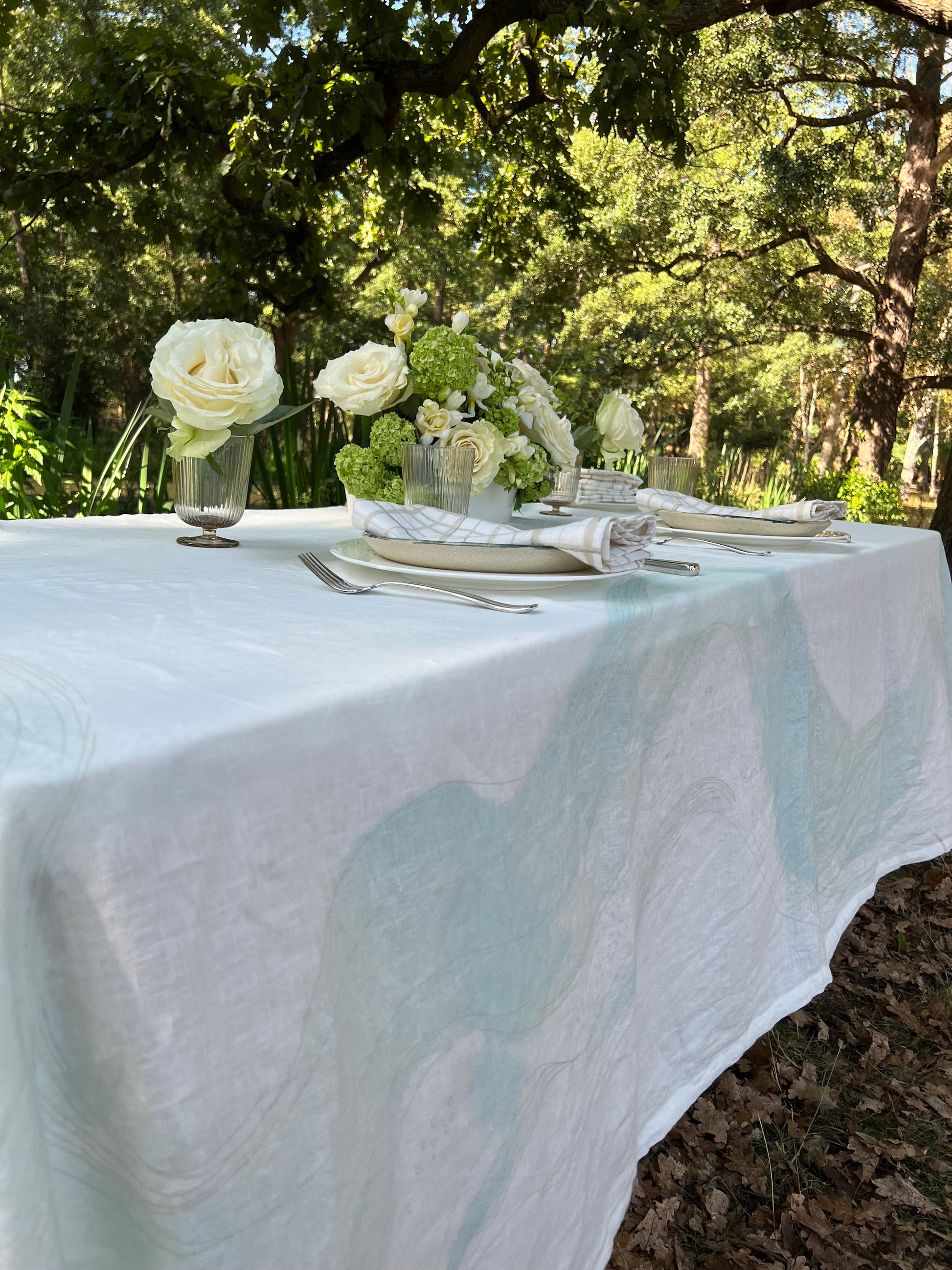 Imola Linen Tablecloth in White | Lizzet Frausto