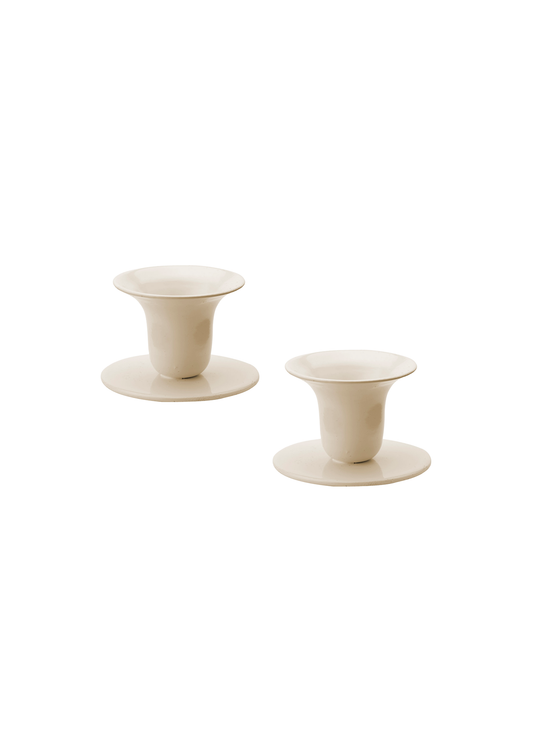 Bell Candle Holders in Latte - Set of 2