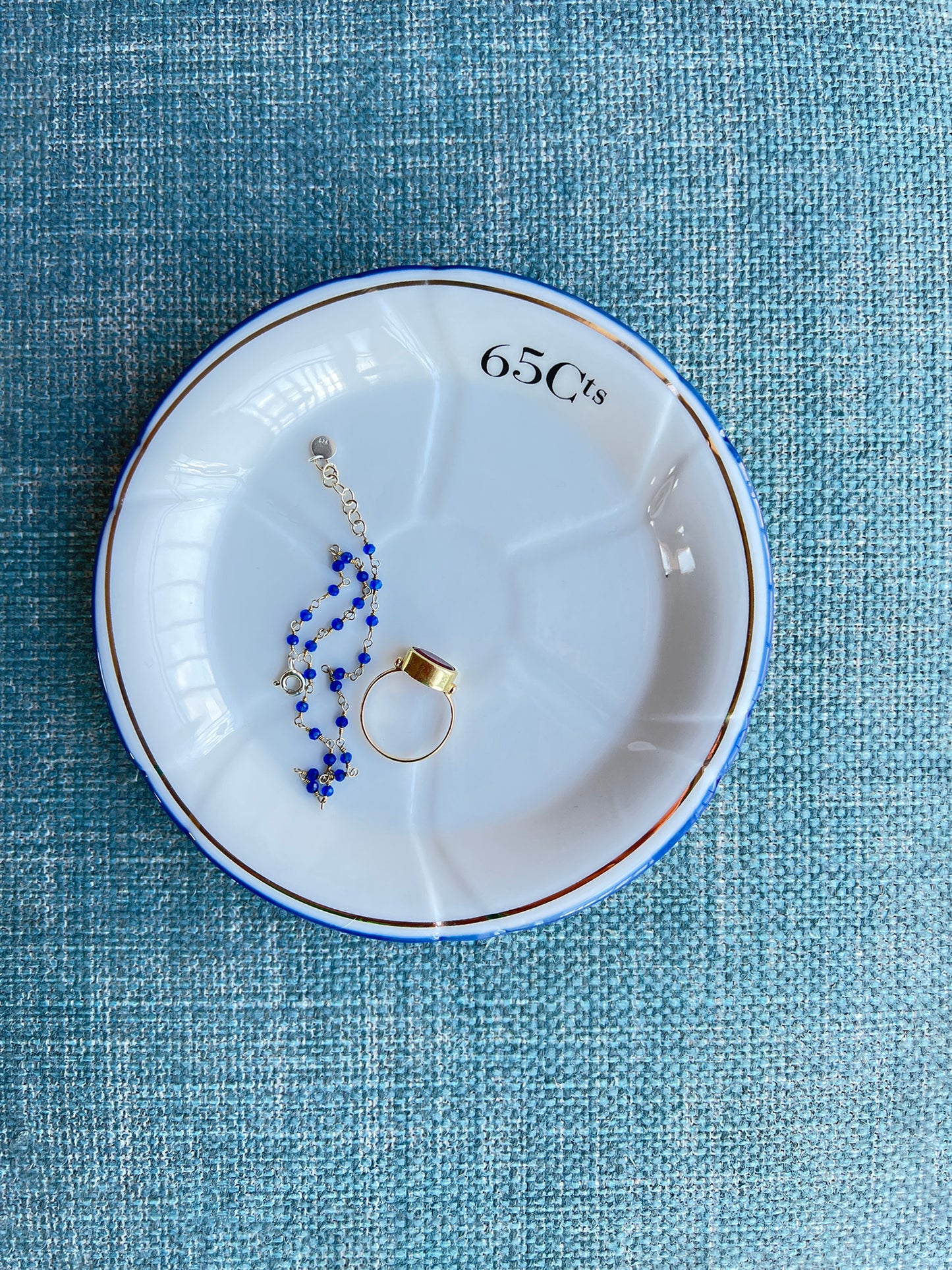 French Tip Trinket Dish - Blue and Gold